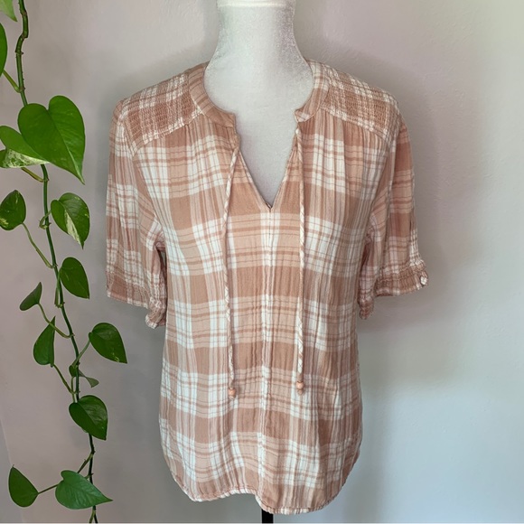 Sundance Tops - Sundance Pink Plaid Elsie Gauze Top Size L